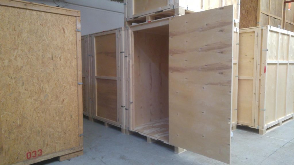 Medium sized self storage unit open and empty